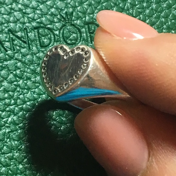 Pandora Heart Signet Ring, Clear CZ Size 54 Size 7 - Picture 3 of 8